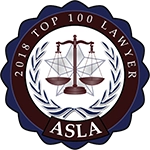 A seal that says 2 0 1 8 top 1 0 0 lawyer asla