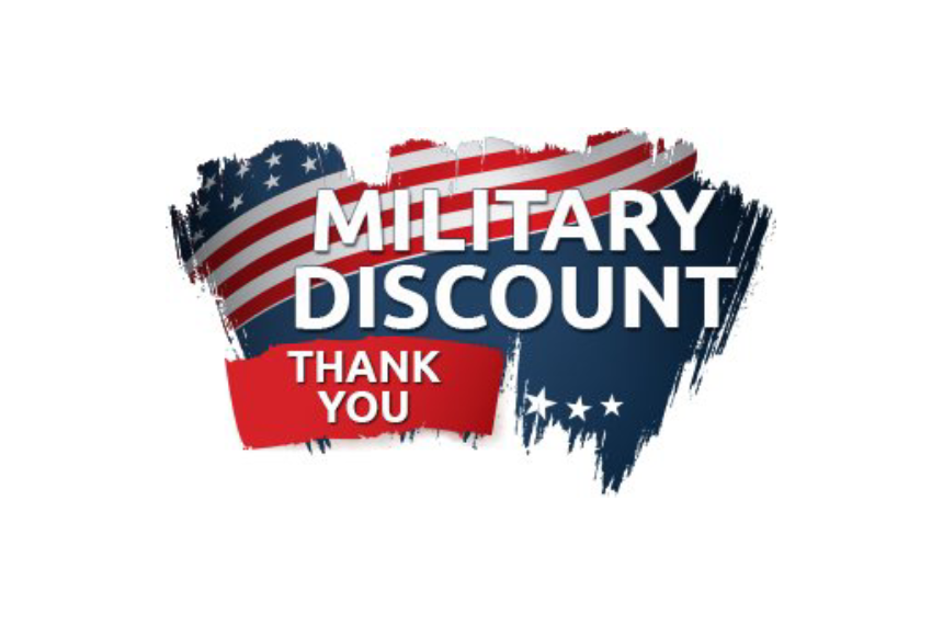 A military discount logo with the words " thank you ".