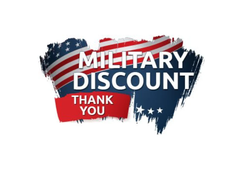 A military discount logo with the words " thank you ".